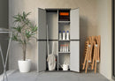 Armadio Portascope da Esterno 68x40x165 cm 2 Ante 4 Ripiani in Resina Grigio