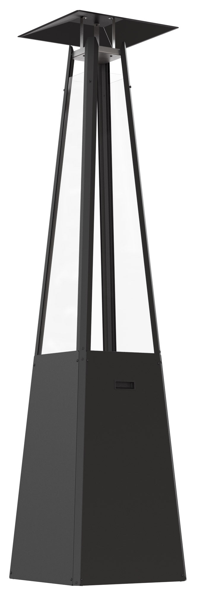 Stufa a Piramide Gas Gpl da Esterno con Vetro in Acciaio Flig Memphis Nera