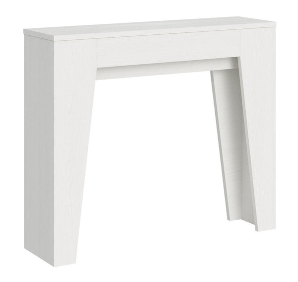 sconto Console Extensible 90x25/181 cm Panneaux Étroits Mélamine Frêne Blanc