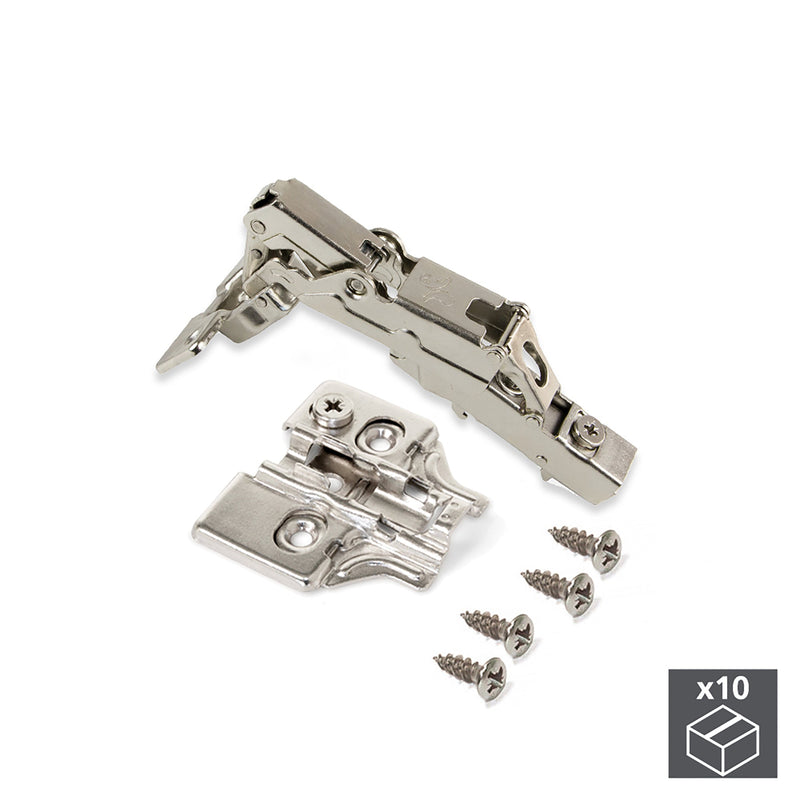 Cerniera a Scodellino X91 Chiusura Ammortizzata Apertura 165º Basetta a Vite Nichelato a Emuca