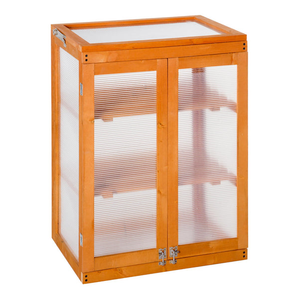 online Mini serre 58x44x78 cm 3 étagères en bois et polycarbonate orange