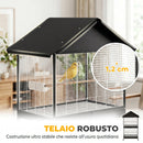 Gabbia per Uccelli Grande 94x70x158 cm con Ruote Vassoio Estraibile Posatoi Tetto in Acciaio e Legno Nero      