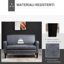 Divano 2 Posti 122x72x74 cm in Tessuto Grigio