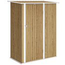 Capanno Porta Attrezzi 142x86x189 cm con Tetto Inclinato e Porta Bloccabile in Metallo color Legno      