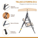 Dondolo da Giardino a 3 Posti 175x118x159 cm con Tettuccio Seduta Traspirante e Telaio in Acciaio Beige      