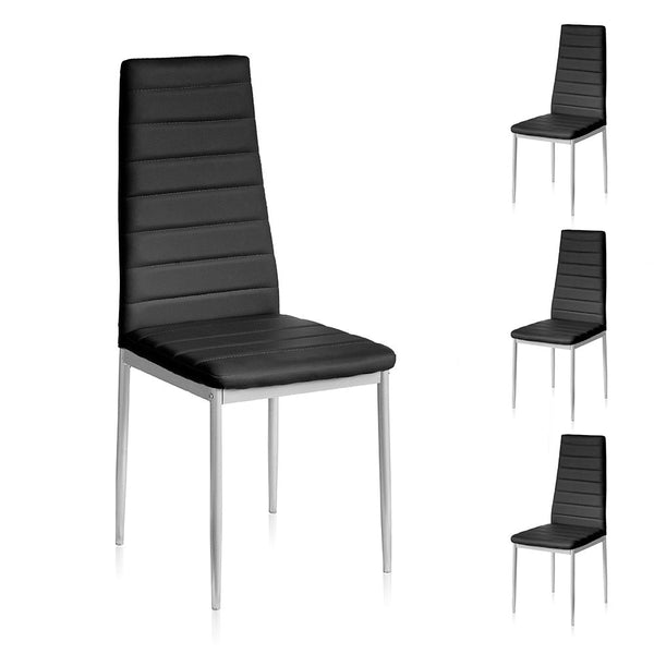 sconto Lot de 4 chaises d'intérieur noires 41x41x96 cm en simili cuir