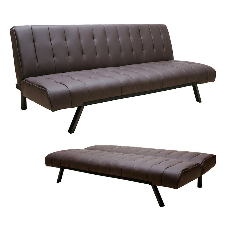 Divano Letto Prontoletto Click Clack Rivestimento in Similpelle Marrone Darrel