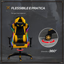 Sedia da Gaming Ergonomica 71,5x65x121-129 cm in Similpelle Multicolore
