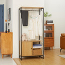 Mobile per Ingresso Appendiabiti Scarpiera 80x40x180 cm in Acciaio e Legno Naturale