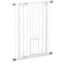 Cancelletto di Sicurezza per Cani con Porta Piccola Montaggio a Pressione Chiusura Automatica 74-80x91,4 cm Bianco