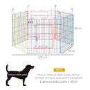 Recinto per Cani 6 Pannelli Ø120x60 cm in Metallo Multicolore