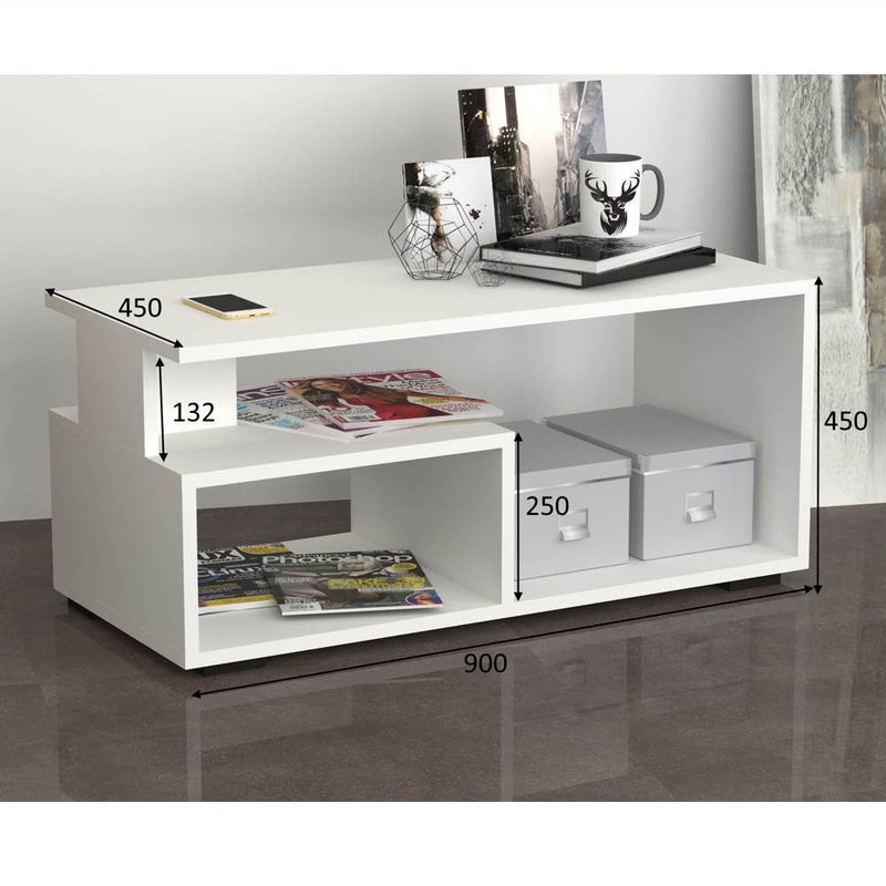 Tavolino da caffè basso 90x45x45 cm Madrid bianco