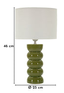 Lampada da Tavolo Torr Verde Ø25x46 cm in Ceramica e Ferro e Tessuto Verde e Bianco      