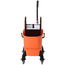 Carrello Pulizie Professionale con Strizzatore Rimovibile e Ruote Arancione 