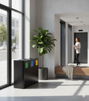 Pattumiera Sistema di Raccolta Rifiuti 90x30xh80 cm In Acciaio Verniciato 3 Scomparti Nero