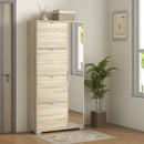Scarpiera 4 Cassetti Ribaltabili e 2 Armadietti con Specchio 16 Paia di Scarpe 82x30x168 cm Rovere  