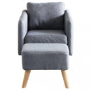 Poltrona con Poggiapiedi Ashlie in Tessuto Grigio chiaro