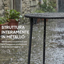 Tavolino da Caffè da Esterno Ø50 cm con Base a X e Piedini Antiscivolo in Metallo Nero      