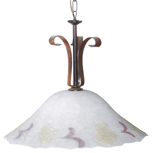 acquista Suspension D50 1xE27 Cuivre Marron Cadre Ambre-Vert Verre E-Energy Ambre