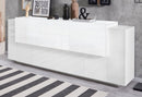 Credenza 5 Ante e 2 Cassetti 220x45x86 cm Coro Bianco Lucido/Bianco  
