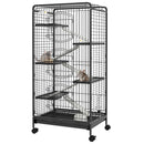 Gabbia per Piccoli Animali 61,5x44x131 cm Con Ruote Rampe e Accessori Nero   