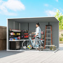 Casetta Box per Attrezzi 303x183x184 cm a 2 Ingressi con Finestre e Prese d'Aria in PP e Alluminio Grigio      