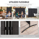 Paravento Separé da Interno 253x50x182 cm a 3 Pannelli Pieghevole in Metallo e Poliestere Nero      