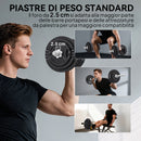 Pesi per Palestra 2 in 1 da 42 kg con 14 Dischi Bilanciere e Manubri in Acciaio Nero      
