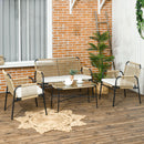 Set Salotto da Giardino con Divanetto e 2 Poltrone con Cuscini e Tavolino in Rattan PE Giallo