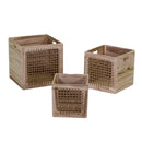 Set 3 Cassetti in Legno con Corda 33x33H33cm Carlo