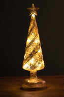 Set 2 Alberi Cono Decorativo con Led H30 cm in Vetro e PlasticaOro