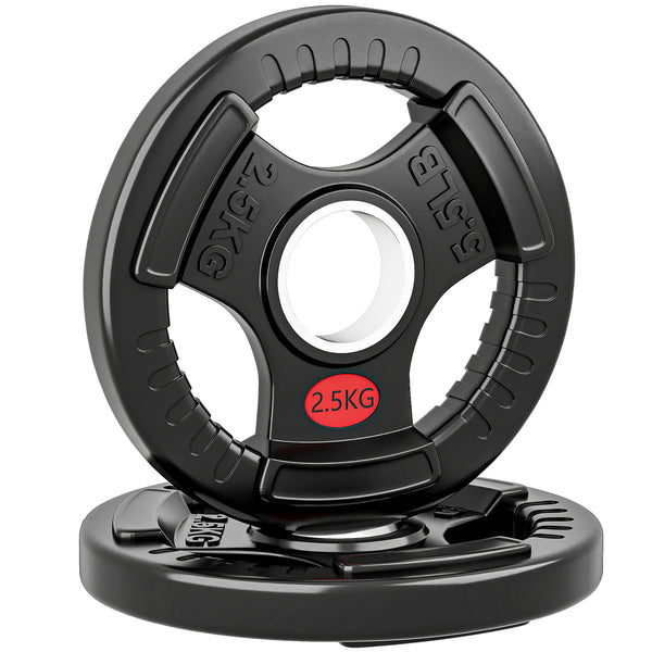 Set Dischi Pesi Palestra 2x2.5kg Foro 5 cm Impugnature Ergonomiche Acciaio Rivestito Nero sconto