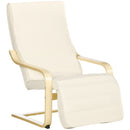 Poltrona Relax 66,5x94x100 cm con Poggiapiedi a 5 Livelli in Legno di Betulla e Tessuto Crema  