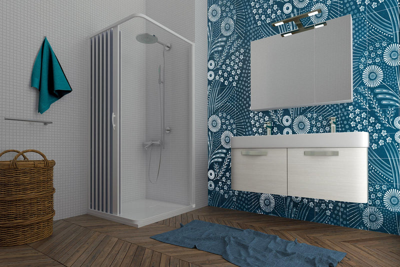 Box Doccia Angolare 1 Anta a Soffietto in PVC Apertura Laterale H185 cm Dorini Bianco Varie Misure