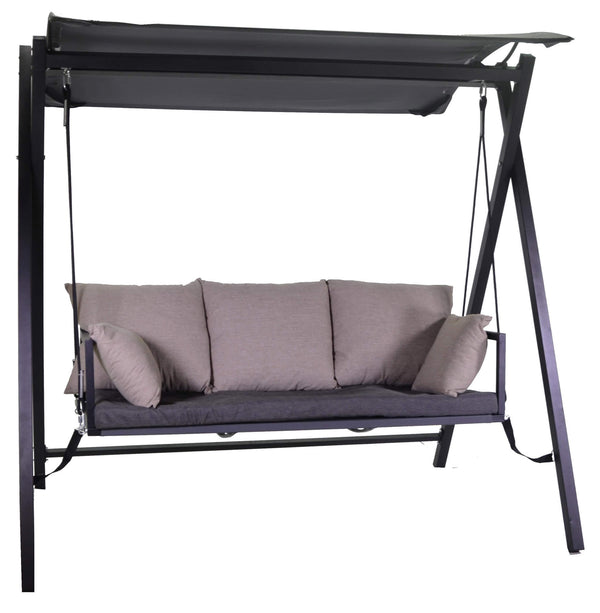 Balançoire de jardin 3 places 209x133x196 cm en métal noir Delaware prezzo