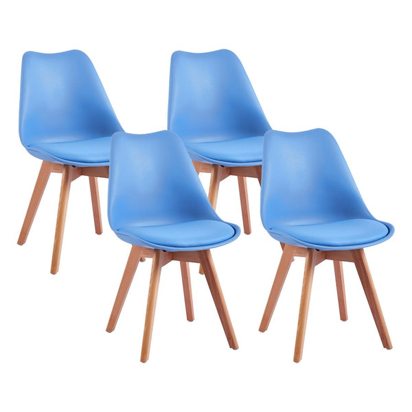 acquista Lot de 4 chaises 53,5x48,5x83 cm en polypropylène et simili cuir Candice Bleu