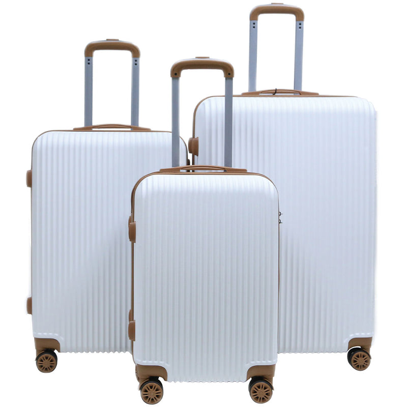 Set 3 Valigie Trolley Rigide da Viaggio Easy Roll Serratura con Codice in ABS Bianco  
