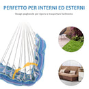 Amaca Sedia Sospesa Imbottita con Corde e Supporto in Legno e Cotone a Righe 