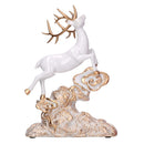 Renna resina su rocce oro e bianco cm 20,5x10xh29