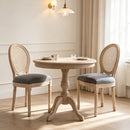 Set 2 Sedie Sala da Pranzo 49x56x96 cm con Schienale in Rattan Traforato Gambe in Legno in Tessuto Effetto Lino Grigio      