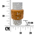 Vaso Arancione Ring Ø14x24,5 cm Porcellana Bianco e Arancione