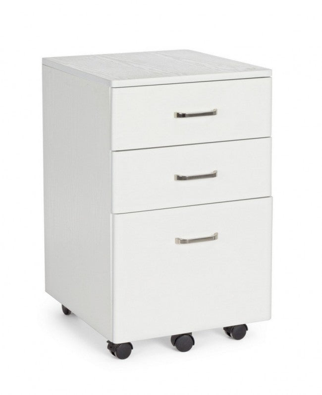 Cassettiera Nadir 3 Cassetti Frassino Bianco in Legno
