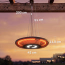Riscaldatore Sospeso da Esterno 2000 W 42x42x11,5 cm con LED Controllo APP Telecomando e Touch e Timer in Metallo Nero      