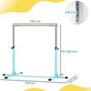 Barra da Ginnastica per Bambini 3+ Anni 194x121x92-150 cm in Acciaio e Legno Massello di Faggio Celeste      