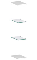 Set 4 Mensole 2 in Vetro e 2 in Melaminico 20x1,6/0,5x27 cm Maruska Bianco Lucido