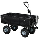 Carrello da Giardino 105x51x54 cm da 114L con Sacca Portaoggetti e Pareti Rimovibili in Acciaio Nero 
