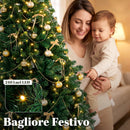 Albero di Natale Artificiale Ø100x180 cm con 240 Luci LED 755 Rami in PVC Stella Palline e Fiocchi Verde      