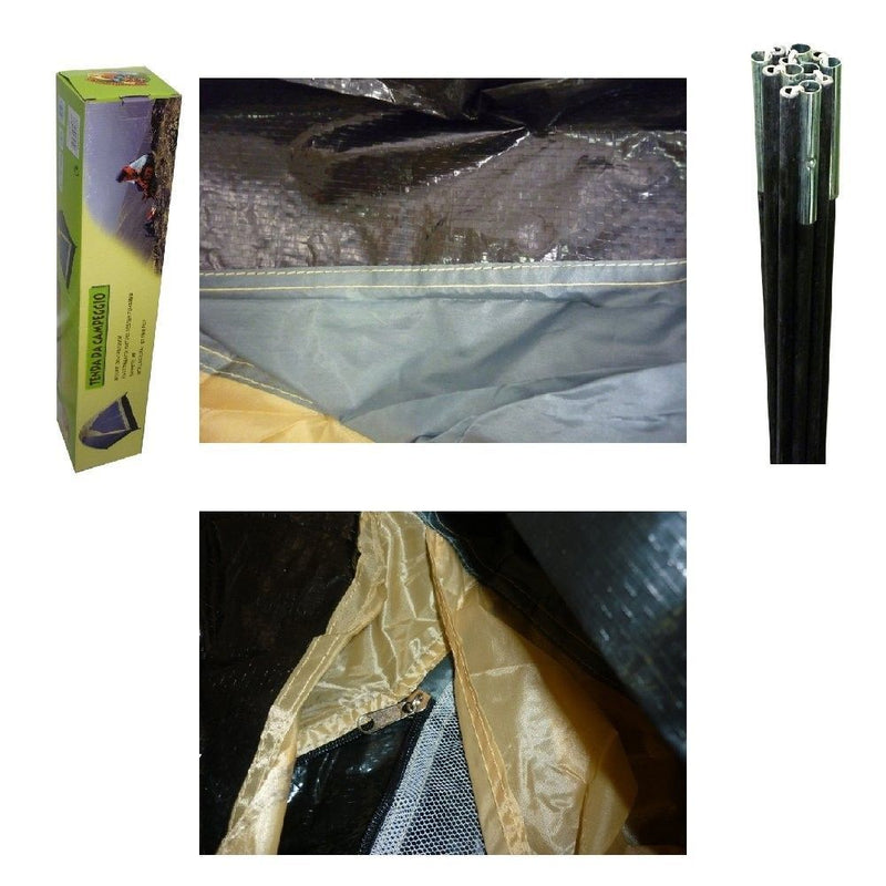 Tenda da Campeggio 2 Persone 110x140x200 cm con Zanzariera e Sacca Trasporto