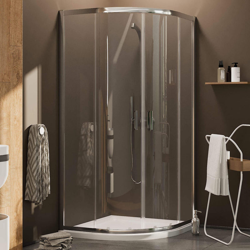 Box Doccia Semicircolare 2 Ante Scorrevoli in Cristallo Trasparente 6mm H198 Fosterberg Dragor Varie Misure
