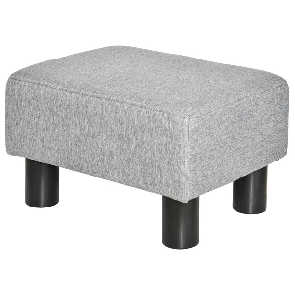 Pouf Poggiapiedi Imbottito 40x30x24 cm in Tessuto Effetto Lino Grigio online